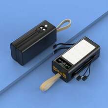 50000mAh Large Capacity Power Bank 22.5W External Battery Fast Charging Mobile Power Supply Equipped With LED Flashlight LED Power Display Comes With Detachable 2 Cables, Can Quickly Charge Mobile Phones/Electronic Products And Other Devices(5*10000mAh) - màu đen - Xem 4