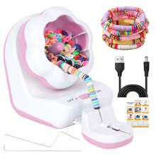1 pieza Kit de máquina de hacer cuentas eléctrica - Dispositivo de enhebrado automático de cuentas con alimentación USB para hacer joyas DIY, pulseras tejidas a mano creativas, cuentas de rotación rápida para arcilla polimérica y cuentas de vidrio