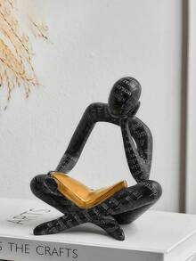 1件抽象艺术雕塑“思考者”雕像，现代白色装饰摆件，适用于家居装饰，可放置于客厅书架、办公桌等处。 - 彩色 - 查看 12