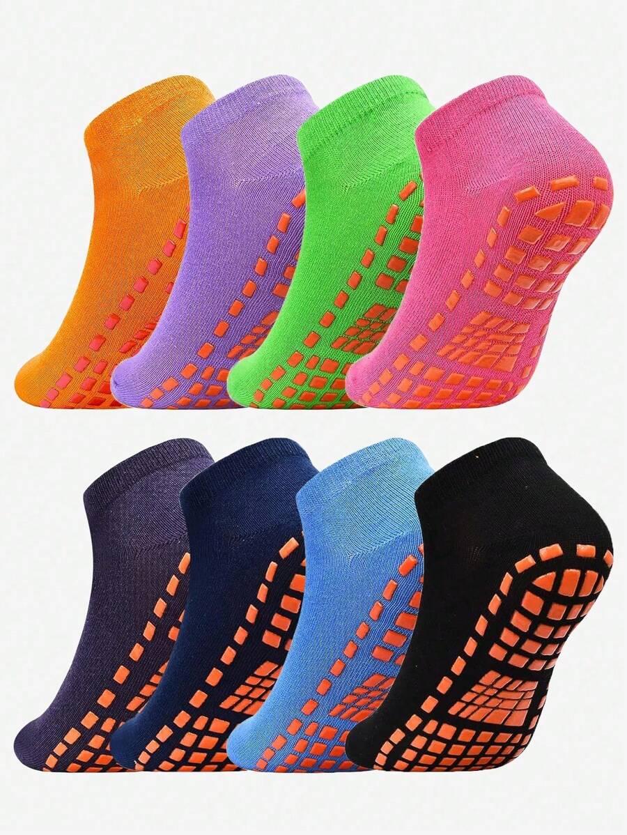 4 Pairs Women's Silicone Non Slip Grip Trampoline Socks For Hospital Yoga Pilates Indoor Sports Unisex
