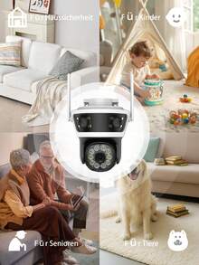 Anyazhineng 1 台三镜头球型摄像机 | 3 个实时视图 | 355° 平移和 90° 倾斜 | 1080P 高清，IP66 防水，双向音频 | 人体运动追踪，APP 警报 | 室内/室外任意位置安装 | 适用于家庭、企业、大型庭院 | 3 倍覆盖！零盲区！