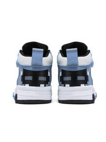 1 Pair Children's Mixed Leather Splice Waterproof Platform Mid-Top Casual Sneakers, Fashion Unisex Kids Sports Shoes, Suitable For All Seasons