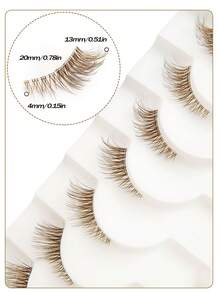 Asiteo 10 Pairs Brown Half Lashes Clear Band Eyelashes Cat Eye False Eyelashes Short Soft 3d Faux Mink Eyelashes Soft Natural Makeup Cat Eye Lashes End Eye Elongated Lashes For Daily Wear Bachelor Party,Dates,Parties - Cat Eye Lashes - View 2