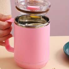 1 Piece, Stainless Steel Insulated Coffee Mug With Lid - 15.6 Ounces - Perfect For Home, Office And Summer Drinks - Great Choice For Teachers Birthday Gifts, Insulated Mug With Lid And Handle, Office And Home Drinking Mug, Minimalist Style Mug With Lid And Handle - White - View 5