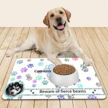 1 pièce Tapis d'alimentation pour animaux de compagnie personnalisé - Impression de photo et de nom, doux, anti-dérapant en boue de diatomées, absorbant l'eau, séchage rapide, imperméable et facile à nettoyer - Cadeau exclusif pour les amateurs de chiens et de chats, fournitures pour animaux de compagnie