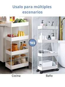Estante De Almacenamiento Para El Suelo De La Cocina, Carrito Organizador, Estante De Almacenamiento Multicapa Para Sala De Estar, Dormitorio, Estante Con Ruedas, Coche Para Aperitivos, Multifuncional de 4 capas. Carrito De Almacenamiento Multiusos Para La Cocina Con Ruedas, Organizador De Especias, Utensilios Y Alimentos 0801, 0802, 0803 - Blanco - Ver 7