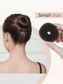 37件套少女发髻造型套装 - 2个迷你发髻定型器、10个迷你隐形发网、20个发髻夹、5个发圈 - 棕色 - 查看 4