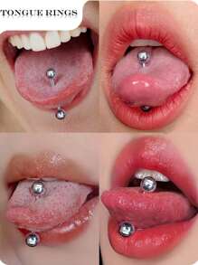 2 件乳头舌软骨环，男女适用，不锈钢杠铃 14 号 5 毫米球形乳头棒穿孔饰品