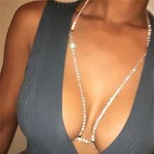1 件装水钻链文胸，女士水晶首饰身体链，性感比基尼夜总会身体首饰配饰
