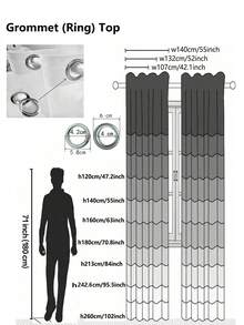 1 pieza moderno gris Cortina para viviendo con ventana Decoración - Gris - Ver 2