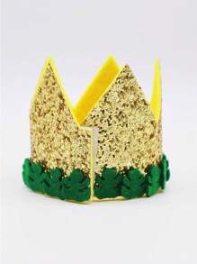 1pc Jungle Leaf Print Golden Crown Style Party Hat