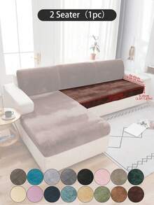 1 pieza Funda de cojín de sofá de peluche de zorro plateado gris oscuro, minimalista clásica, funda protectora decorativa a prueba de polvo de unicolor y elástica, adecuada para hotel, dormitorio, decoración de sala de estar, decoración de habitación, negro, gris claro, caqui, decoración de otoño, decoración de habitación, vuelta al colegio, útiles escolares