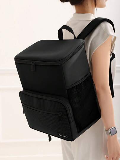 1Pc 23L Large Capacity Insulated Lunch Backpack For Women & Men, Large Capacity Cooler Bag With Double Zipper, Waterproof Leakproof Lunch Bag, Multi-Pocket Storage & Padded Straps, Portable Outdoor Camping Large Lunch Picnic Bag For Work, School, Travel, Beach, Camping & Summer Outdoor Activities, Lunch Bag Woman Lunch Box Bag For Women Ladies School Supplies Stuff Accessories Back To School Supplies