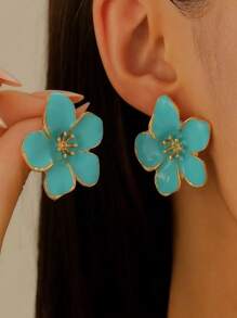 1 paire de boucles d'oreilles pendantes en résine florale élégante pour femmes, mode européenne et américaine personnalisée, émail coloré, convient pour un port quotidien, cadeau de mariage