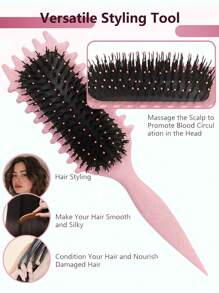 Cepillo definidor de rizo, cepillo para el cabello rizado, cepillo para definir rizos, para peinar y dar forma a los rizos de hombres y mujeres para reducir el tirón, cepillo para el cabello, peine, herramientas para el cabello, productos y accesorios para el cabello para la peluquería, salón de belleza, artículos esenciales de viaje