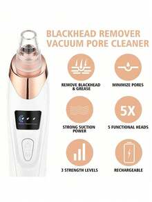 AXH Rechargeable Blackhead Remover, 400mAh Lithium Battery, Multi-Functional Facial Care Tool, Suitable For Skin Cleansing - White - View 7