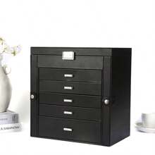 Caja de joyería de gran capacidad y multicapa de PU, organizador de tocador multifuncional, adecuado para collares, aretes, anillos, pulseras, relojes, lápices labiales, almacenamiento de cosméticos diarios, bolsa de viaje para joyas, esenciales de viaje, accesorios de viaje, bolsa de viaje, vacaciones, regreso a la escuela, cosas de la escuela, caja de joyas, organizador de joyas