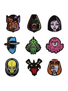 9Pcs Cartoon Anime Horror Characters Enamel Pin Mysterious Fantastical Green Alien Creature Mummy Gothic Animal For Kid'S - one-size - View 10