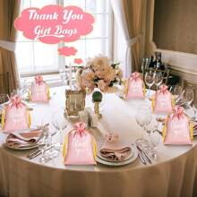 5/10/15 件谢谢缎面礼品袋派对袋填充物 4 X 6/5 X 7 英寸婚礼抽绳珠宝袋小糖果袋适用于宾客婚礼生日商务派对回礼 - 彩色 - 查看 5