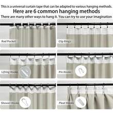 1 băng keo xếp ly rèm cửa đa năng 5m/10m, thích hợp cho thanh treo, móc có thể điều chỉnh, móc bốn chấu, móc chữ S, móc đơn, vòng kẹp, thích hợp cho may vá tại nhà, băng keo xếp ly, tự làm, túi treo thanh treo, băng keo treo rèm cửa - trắng - Xem 5