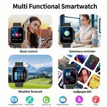 Microwear 2.01" Full Touch Screen Unisex Smart Watch - Outdoor Sports Fitness Watch, Supports Wireless Calling And Message Alerts, Multiple Sports Modes, Remote Camera/Music Control, Activity Tracker, Compatible With Android And IOS, 350mAh Battery, IPS Display, Alloy Case, Black