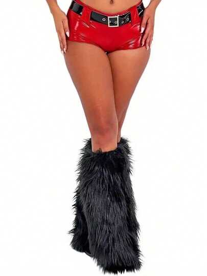 Women's Faux Fur Leg Warmer,Winter Furry Long Boot Cuffs Cover