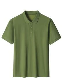 Men's Casual Solid Color Short Sleeve Polo Shirt, Summer