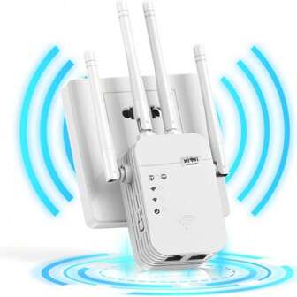 WLAN Signalverstärker für Zuhause - 1200 Mbps Dual-Band, abdeckend 12850 m² und 108 Geräte, Reichweiten-Internetverstärker mit Ethernet-Anschluss, einfache Einrichtung
