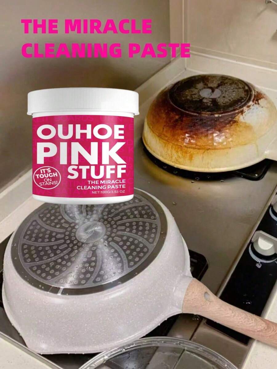 100g pulbere de curățare din oțel inoxidabil, detergent decontaminant Pink Magic, soluție de îndepărtare a ruginii pentru curățarea bucătăriei, culoare aleatorie trimisă
