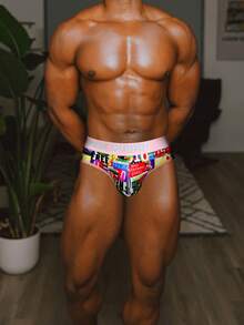 3-Pack Men's Briefs European American Graffiti Street Style Underwear For Men Sexy U Convex Low Waist Hip-Lifting Printed Underpants Male Panties Breathable 60/35/5 Nylon/Cotton Blend Sculpting Underwear For Gym/Beach/Summer 2024 | Glow Trim Accents (Black/White/Pink) - Nhiều màu - Xem 9