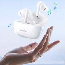 Lenovo TA210 Titanium Bluetooth Headset Chip Adaptive Noise Reduction Semi-In-Ear Air Conduction Technology Dolby Atmos Single-Ear Ultra-Light Design Sports Sweat-Proof Pop-Up Window Quick Connection - Moon Rock White - View 2