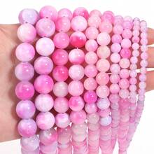 1 件天然玫瑰石英珠，各种尺寸 4/6/8/10/12 毫米，时尚、优雅复古风格散珠，适合 DIY 珠宝制作、手链、项链、吊坠、手机饰品、钥匙扣，批发 - 玫紅色 - 查看 3