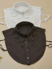 1 件女士多功能可拆卸黑白仿珍珠饰边项圈，百搭经典配饰