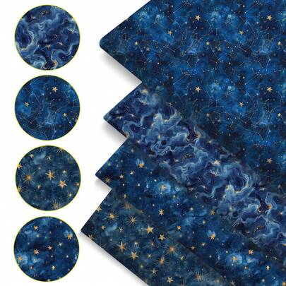 4 قطعة/مجموعة 20 * 20 سم (7.87 * 7.87 بوصة) ربع ياردة من سلسلة كوكب المجموعة الشمسية والمجرة، قطع قماش مسبقة التقطيع للحياكة، حزمة قماش مربعات للحياكة البوليستر، مشاريع حرفية DIY، صنع محفظة DIY
