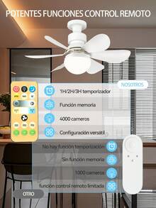 Luz de 50W ventilador de techo LED en forma de flor, lámpara de techo con ventilador, base E26 / E27, con control remoto, 3000K-6500K / brillo regulable, tres velocidades de viento, viene con varilla de extensión, - Blanco - Ver 10