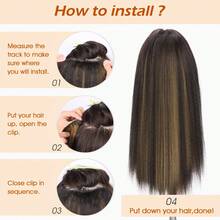 7件/套 女士Yaki直发夹式接发，全头挑染合成发（挑染1B/27） - 摩卡棕 - 查看 8