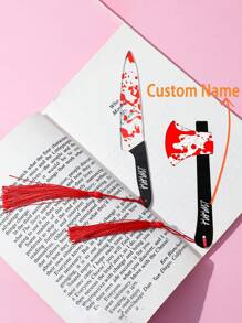 1 Peça Marca-Página Personalizado com Pingente de Borla, 2 Estilos de Machado Gráfico Sangrento e (Faca Falsa Não Afiada), Brincadeira de Terror Clássica para Volta às Aulas, Escritório, Presentes de Estudante, Leitores de Clube do Livro, Aniversário, Feriado, Escritor, Amante de Livros, Amigo, Professor, Estudante, Halloween