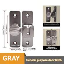 Non-Perforated Door Buckle, 90 Degree Sliding Door Lock, Latch, Barn Sliding Door Deadbolt, Buckle Buckle, Toilet Lock, Toilet Door Lock - Multicolor - View 3