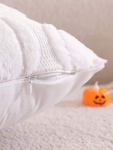 1 件万圣节南瓜毛绒靠垫套，绗缝工艺，秋冬枕套，床头板枕套，万圣节装饰枕套，不含枕芯，适用于房间、卧室、沙发装饰 - 白色 - 查看 4