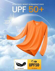Men's Long Sleeve Shirts UPF 50+ UV Sun Protection Athletic Shirts For Hiking Running Workout Rash Guard-2025 - Orange - View 7