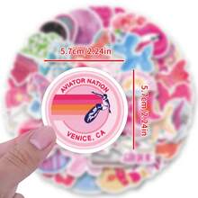 50pcs Pink Preppy Stickers Vinyl Aesthetics Stickers Decals For Scrapbook, Journaling, Laptop, Bumper, Skateboard, Water Bottles, Computer, Phone, Cartoon, Helmets, Cars - Multicolor - View 2