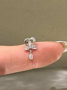 1pc Love Tassel Titanium Steel Ear Studs, Sparkling Diamond Spiral Ear Studs, Anti Allergy, Sweet And Cool, Niche Design Earrings,Ladies' Daily Party Accessories, Fashionable Jewelry, Best Friend Gifts - Silver - View 10