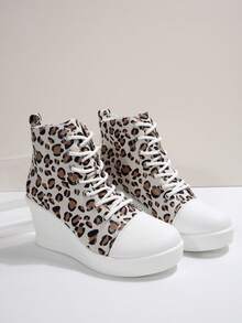 Wysokie płócienne buty damskie, grube trampki, ukryty klin, okrągły nosek, modne brytyjskie codzienne płaskie buty