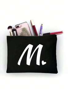 1 chiếc túi đựng mỹ phẩm tối giản in chữ cái ghép mảnh cho bé gái, màu đen, cỡ nhỏ, chữ A-Z, túi đựng mỹ phẩm, túi đựng đồ vệ sinh cá nhân di động, túi đựng mỹ phẩm tái sử dụng, túi đựng mỹ phẩm du lịch rộng rãi, phù hợp cho bé gái, có thể đựng tai nghe, phụ kiện, ví đựng tiền xu. - màu đen - Xem 20