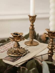 1 Piece French Vintage Style Worn Gold Candle Holder Base European Wedding Decor Home Decor, Decor, Festivals, Gifts