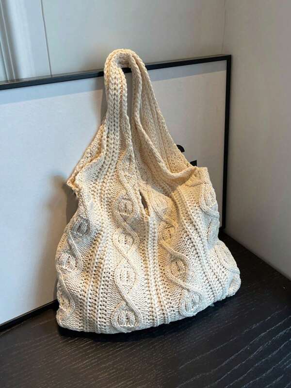Crochet Bags For Women Summer Beach Tote Bag Aesthetic Tote Bag Hippie Bag Knit Bag Fashion Must-Have: Women Crochet Knit Tote Bag, Hollow Out Handbag, Beach Travel Shoulder Bag, -Friendly Large Capacity Shopping Bag With Sand-Shaking Design, Perfect Gift For Students And Female Tourists In Outdoor Activities, Traveling And Shopping