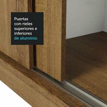 Ropero Closet Madesa Monaco 3 Puertas Corredizas y Espejo Color Marrón - Marrón - Ver 9