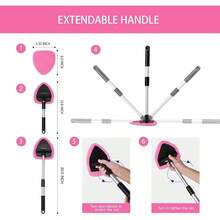 11pcs Auto Windshield Cleaning Kit With 6 Reusable Microfiber Pads, 2 Spray Bottles, Extendable Handles - Green, Popular Auto Cleaning Essential - 粉色 - 查看 4