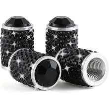 4个/套闪亮轮胎气门嘴帽，手工水晶轮胎气门嘴帽，通用汽车轮胎气门嘴帽，镶嵌水钻，适用于轿车、SUV、摩托车、自行车、卡车 - 粉色 - 查看 7