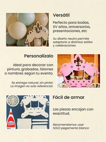 Centro De Mesa Carruaje Vintage Decoracion De Mesa Recuerdo Para Fiesta Boda Xv Años, Presentación, Confirmación, Comunion 3 Años madera MDF - Café integral - Ver 3